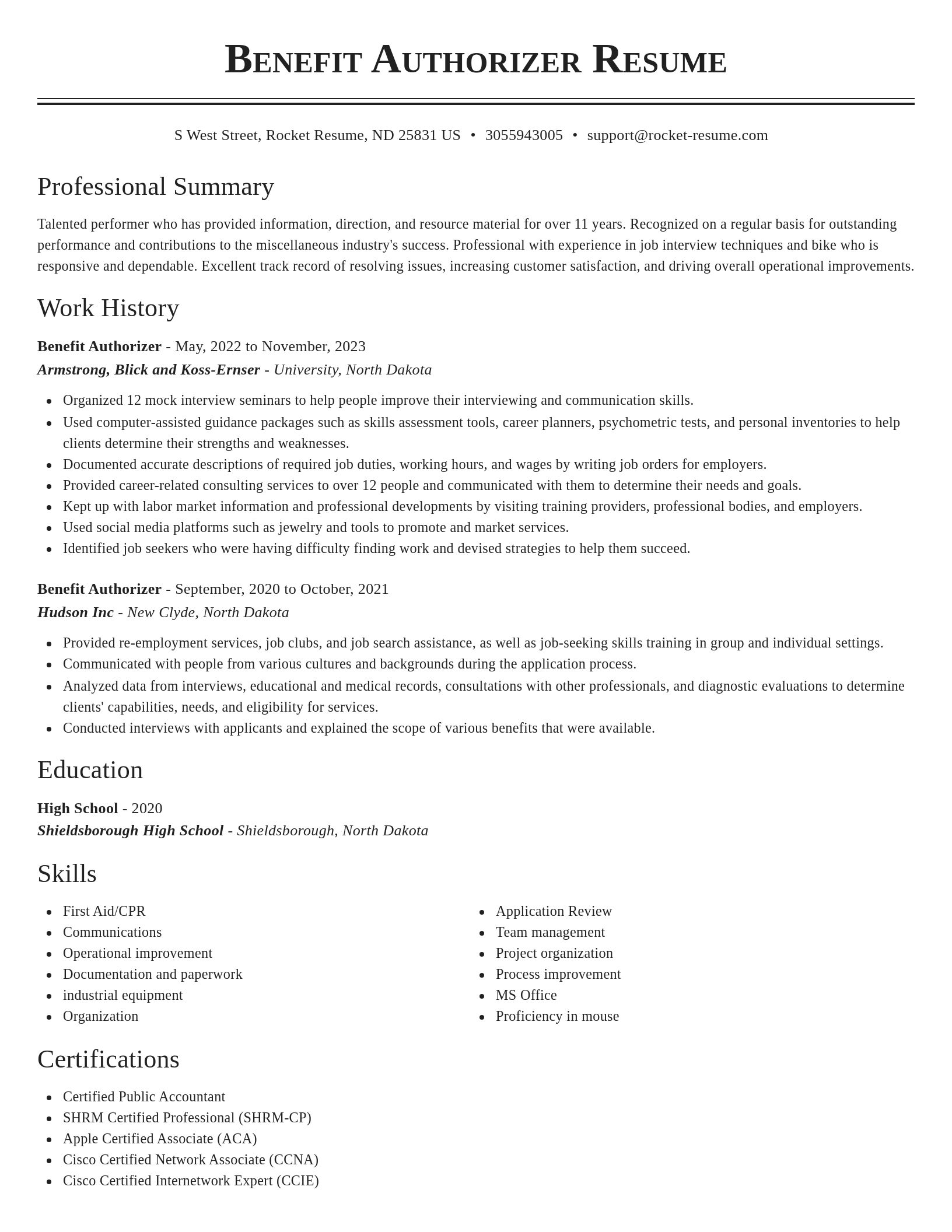 Classic resume template
