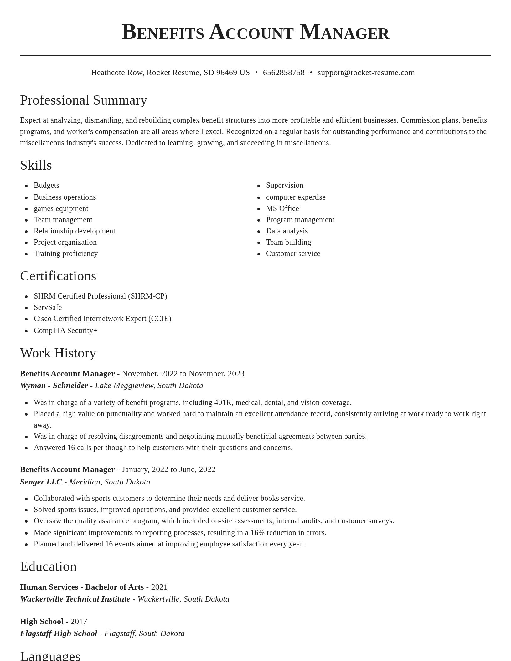 Classic resume template