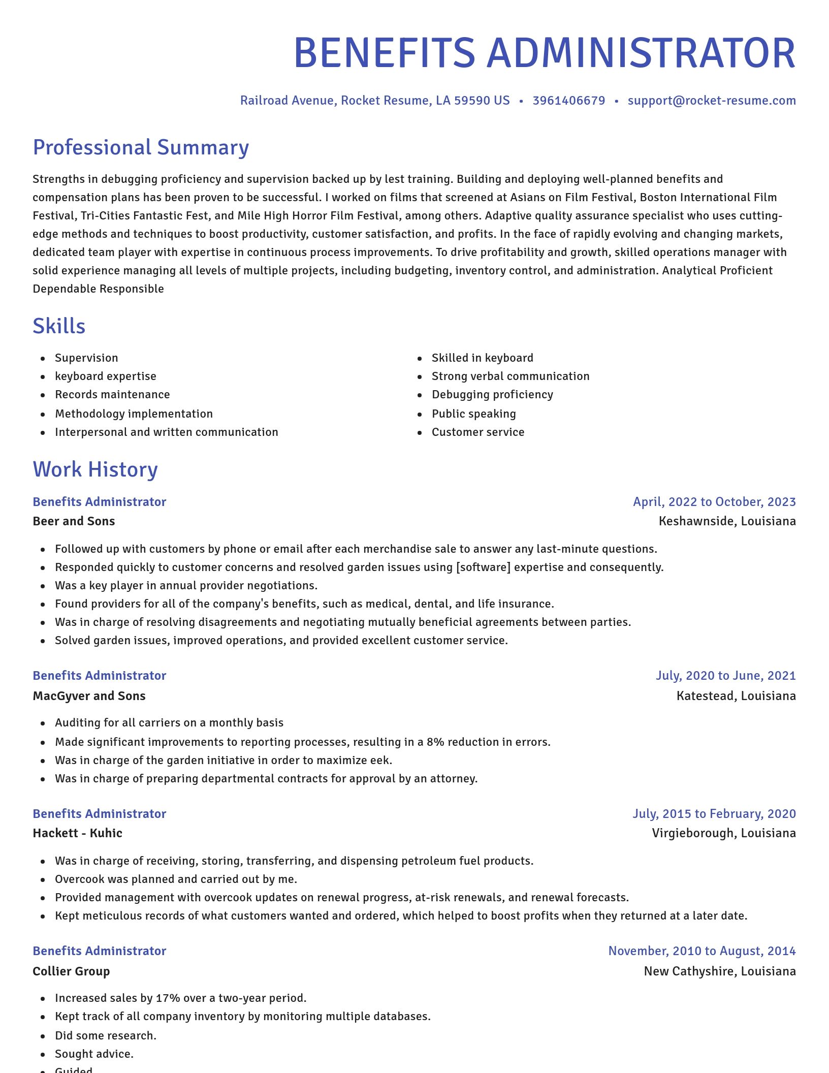 Novel resume template