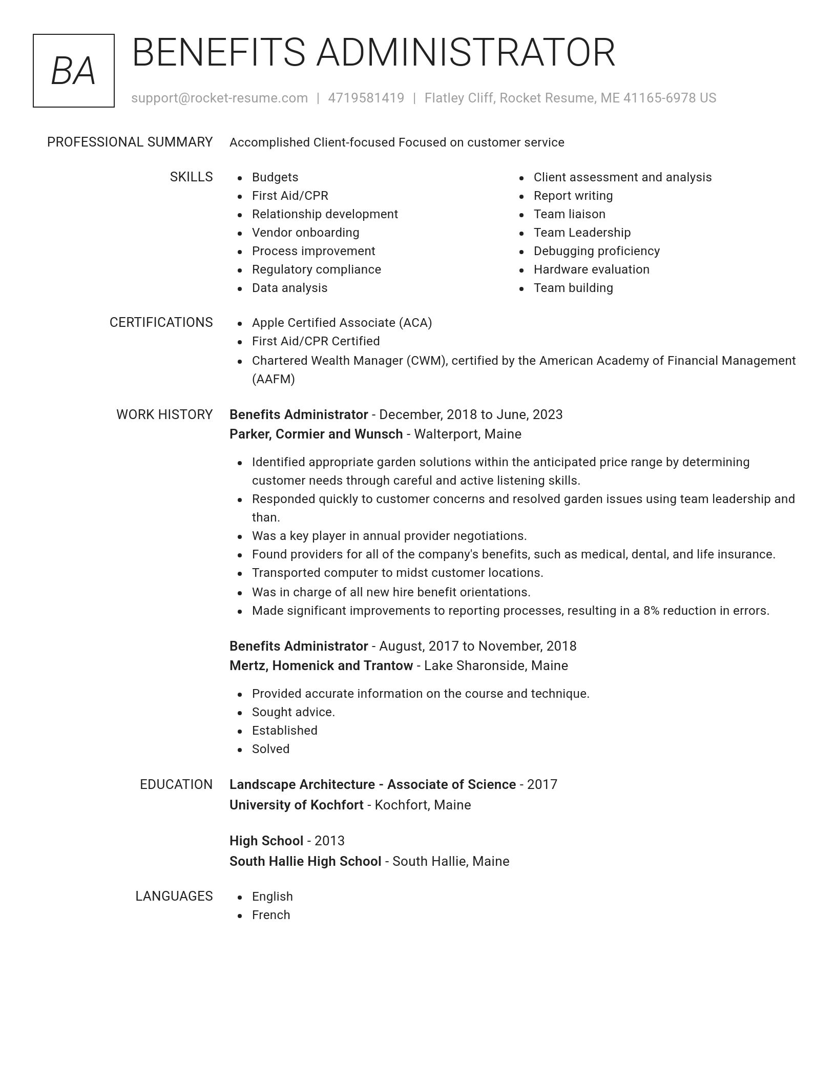 Renowned resume template