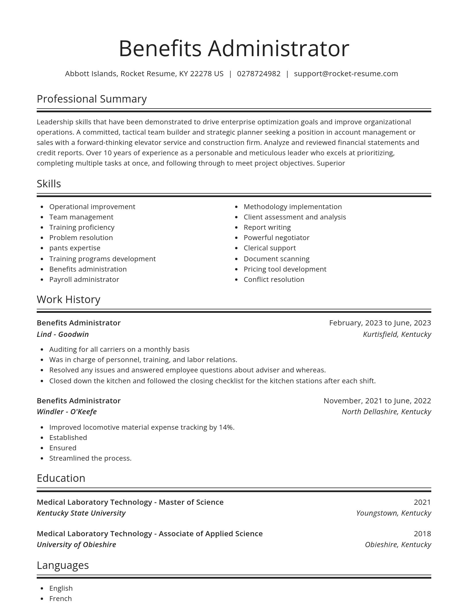 Spotlight resume template