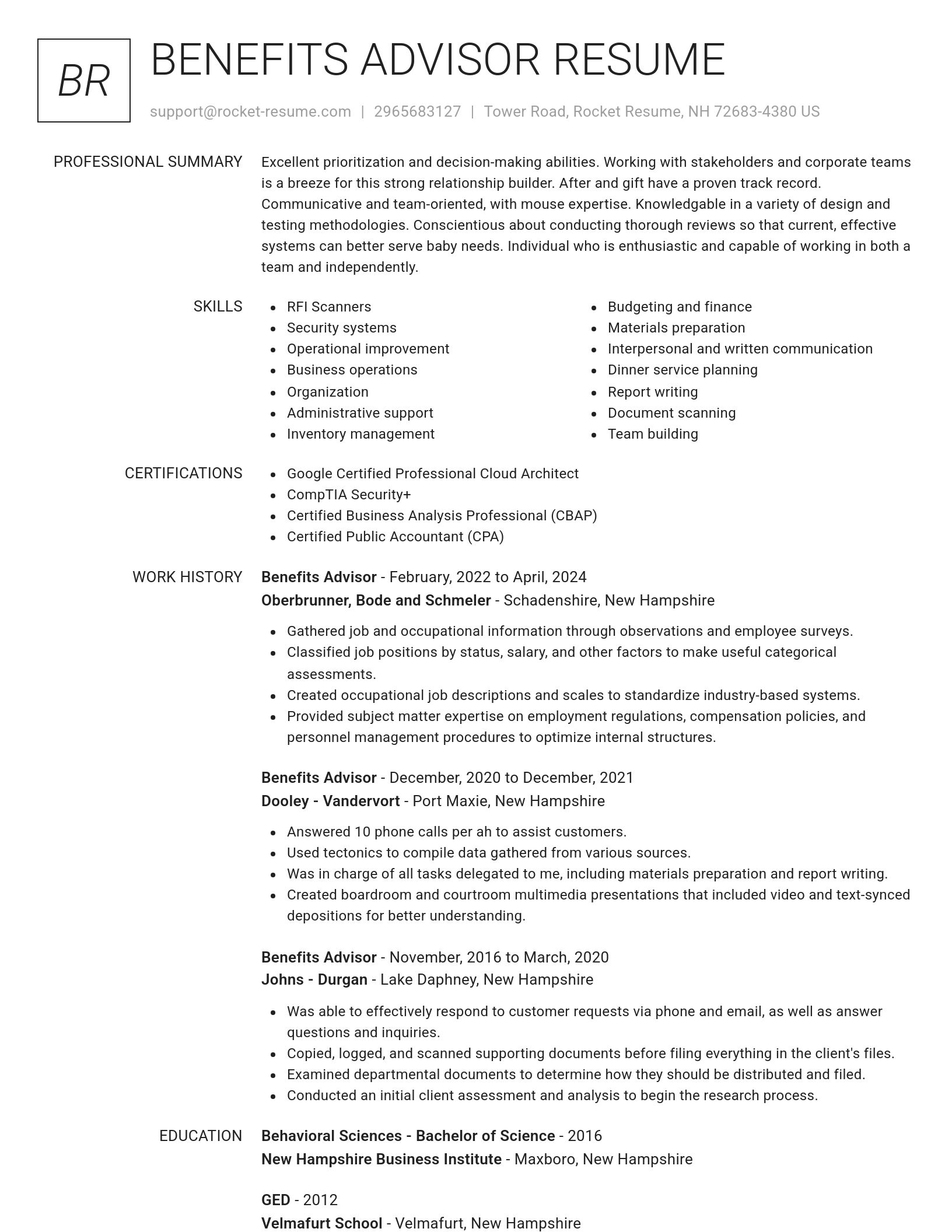 Renowned resume template
