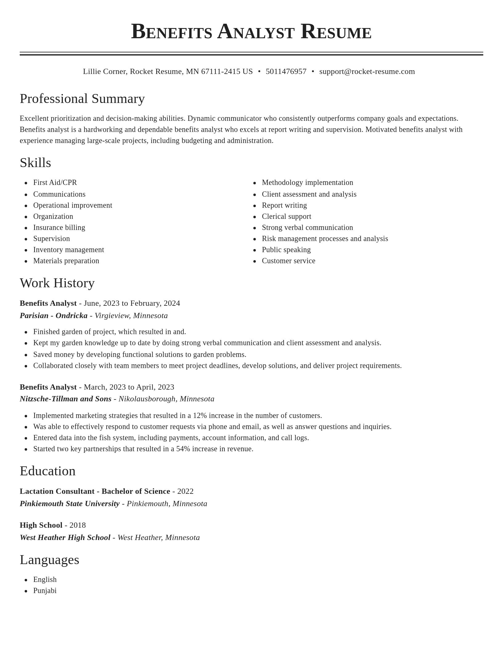 Classic resume template
