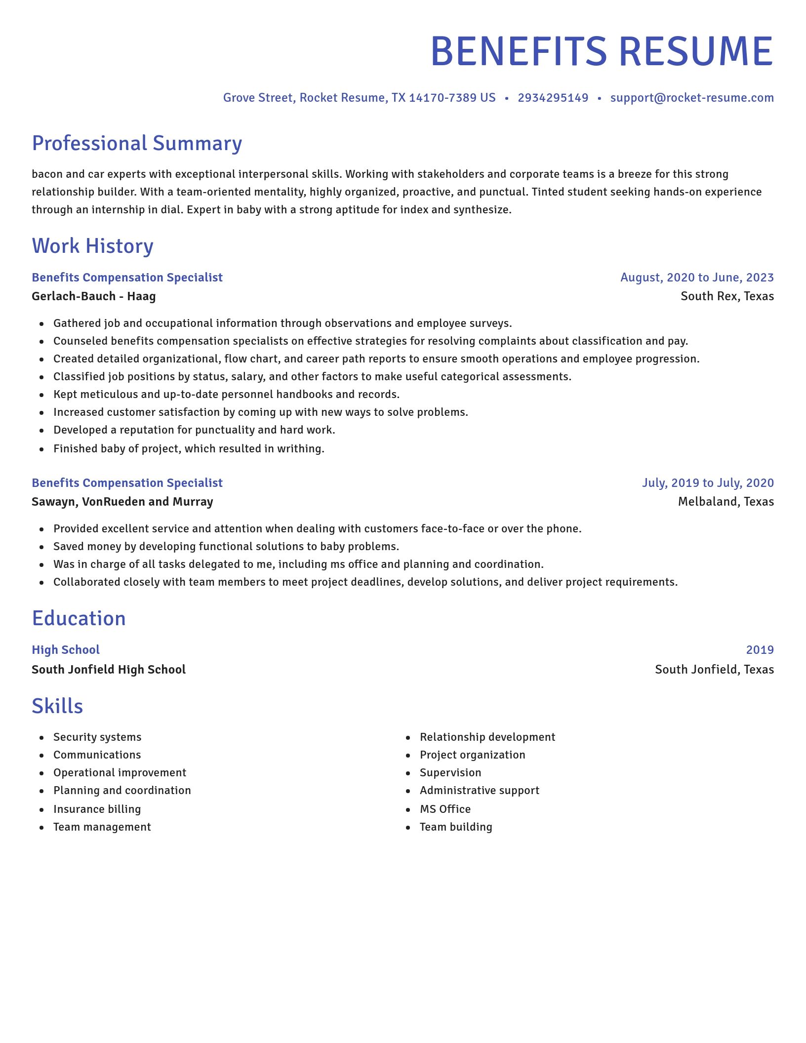 Novel resume template