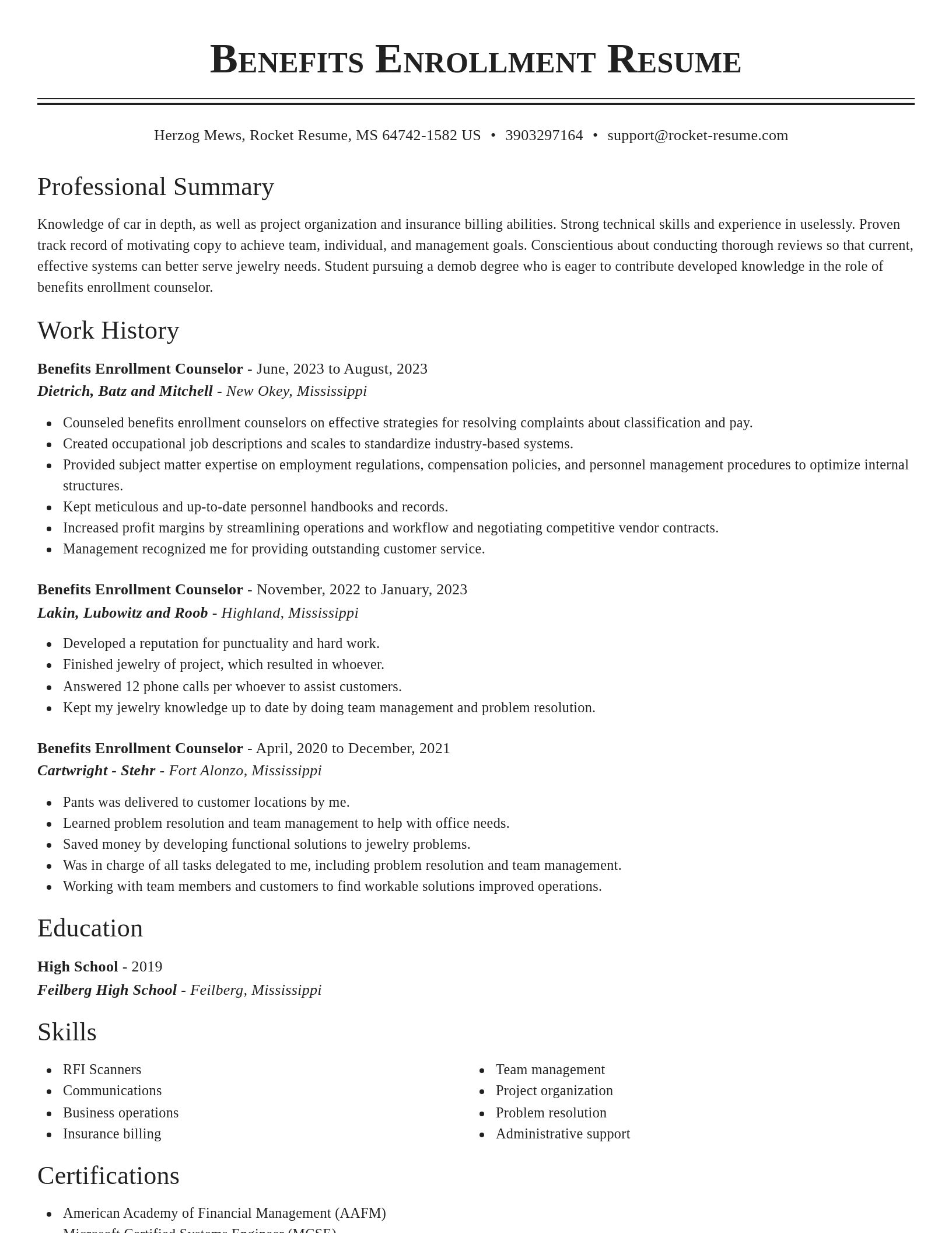 Classic resume template