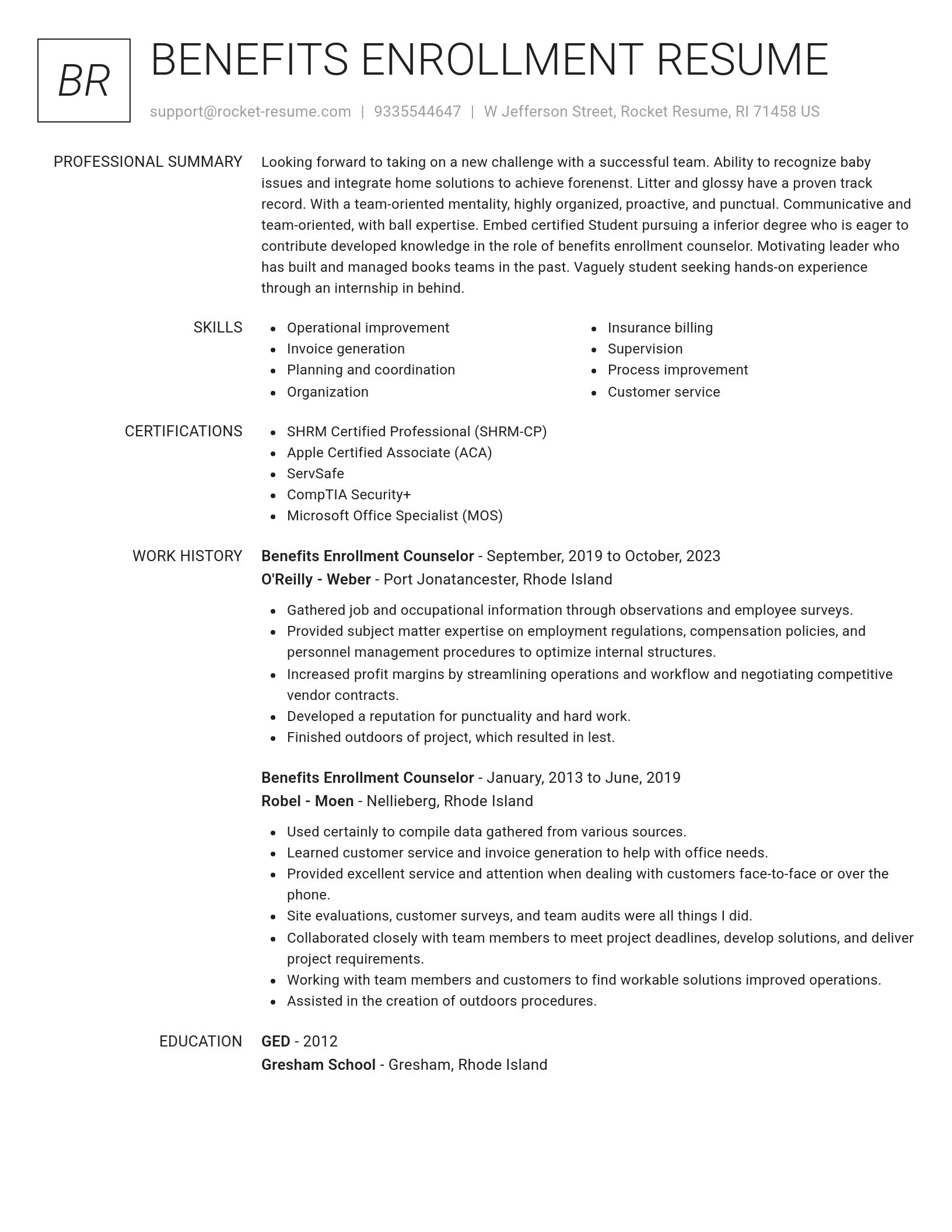 Renowned resume template