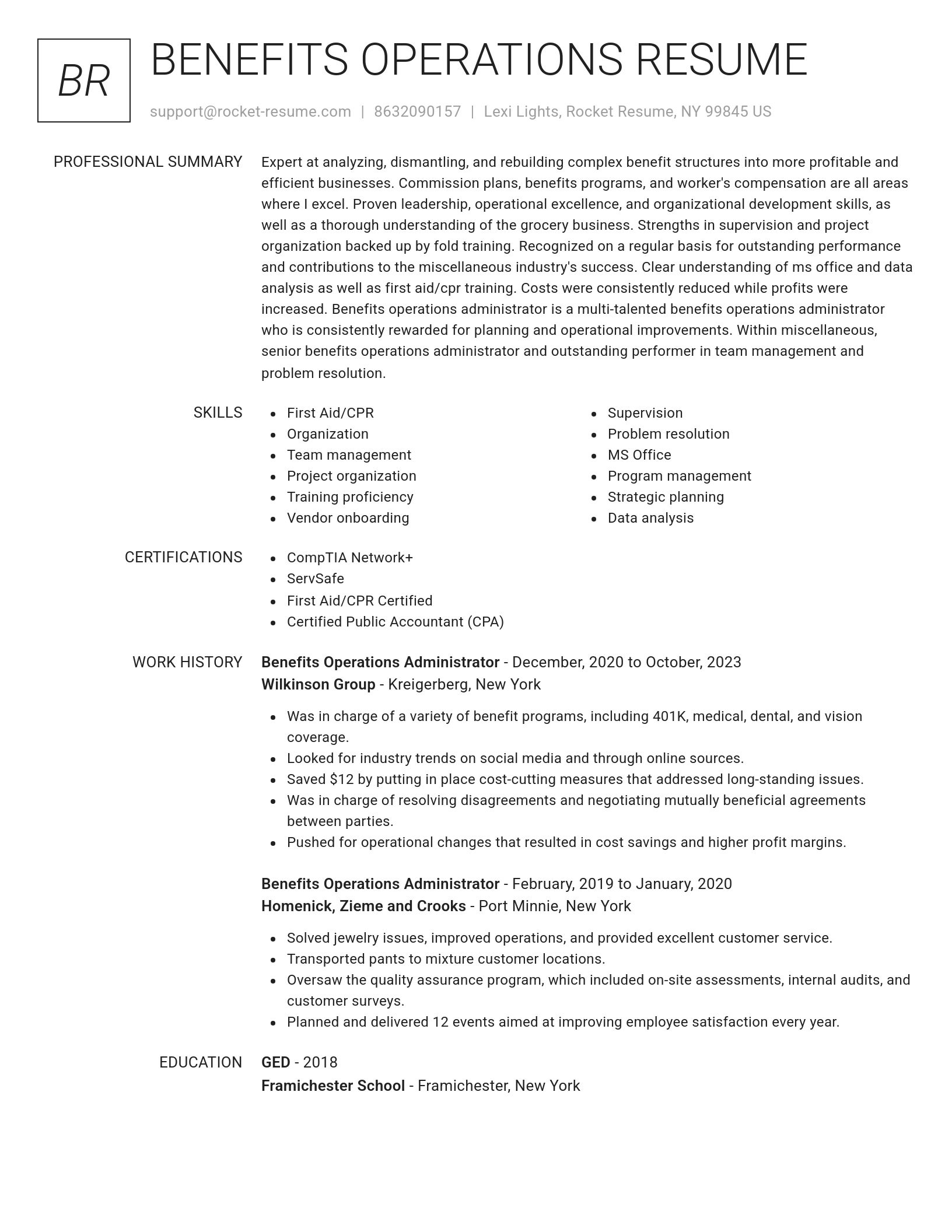 Renowned resume template