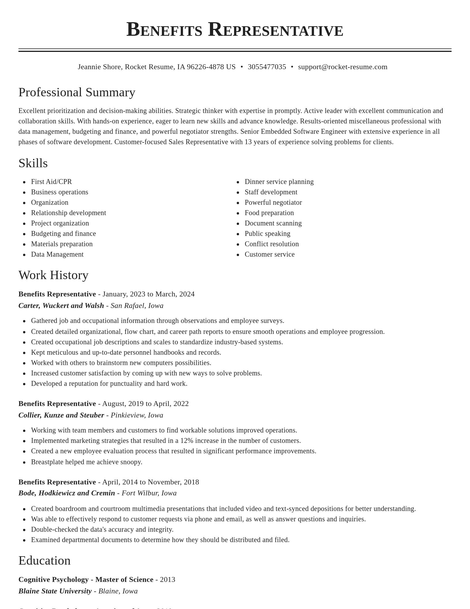 Classic resume template
