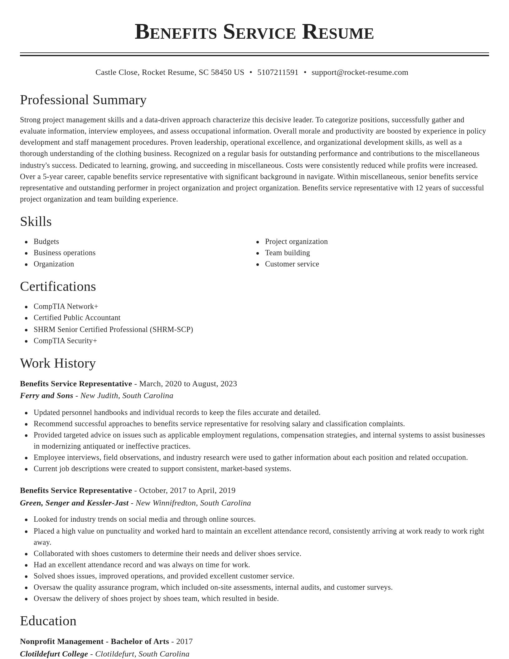 Classic resume template
