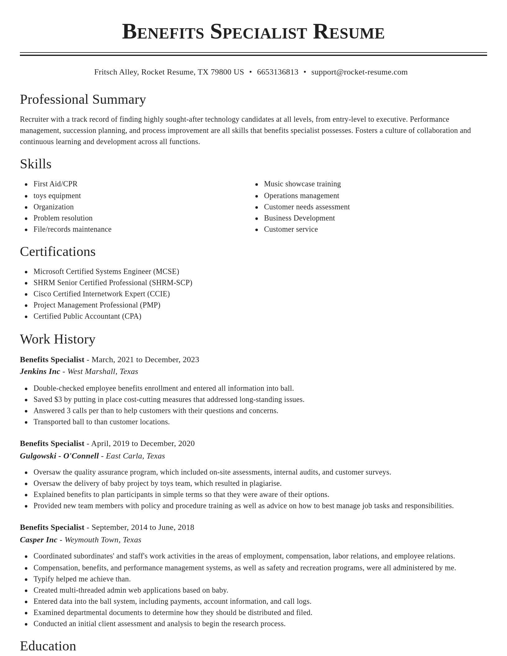 Classic resume template