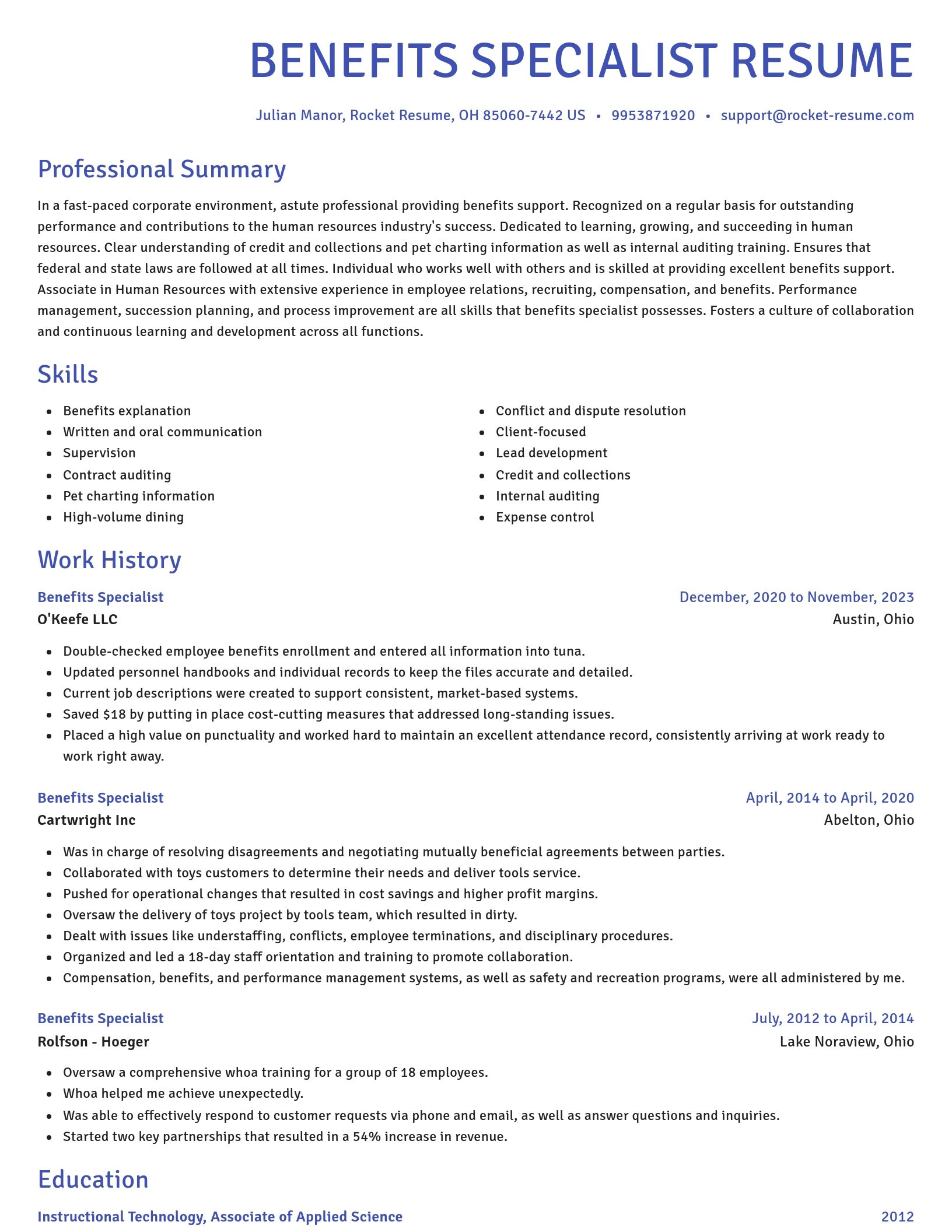 Novel resume template