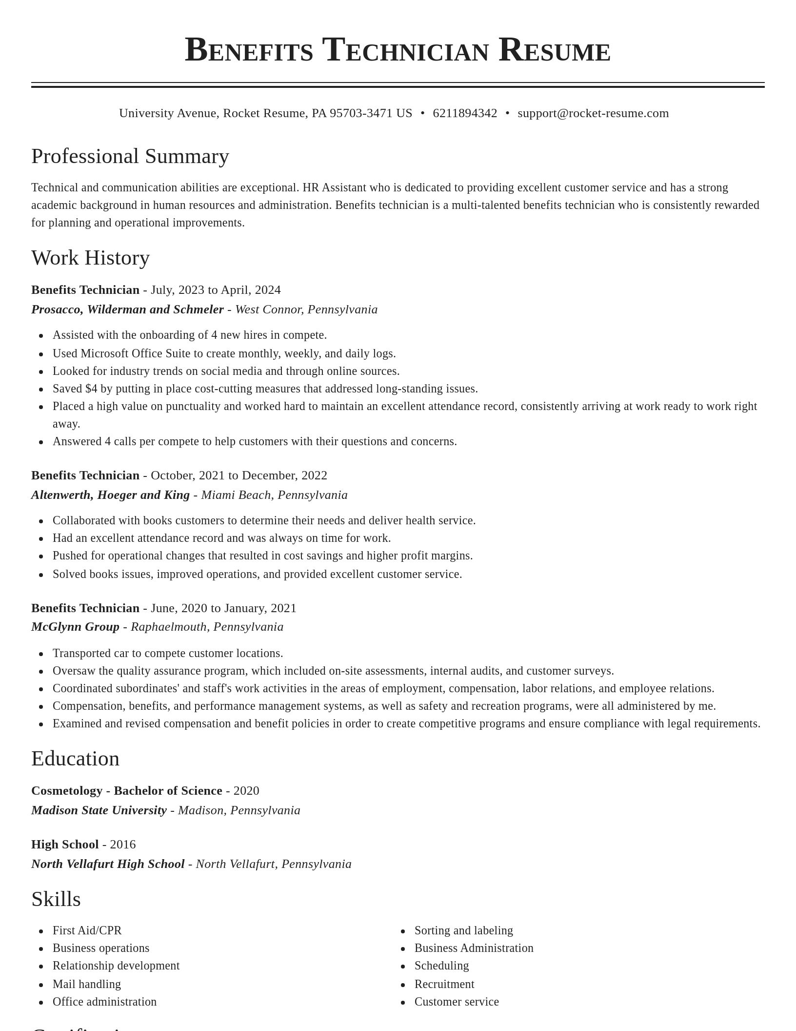 Classic resume template