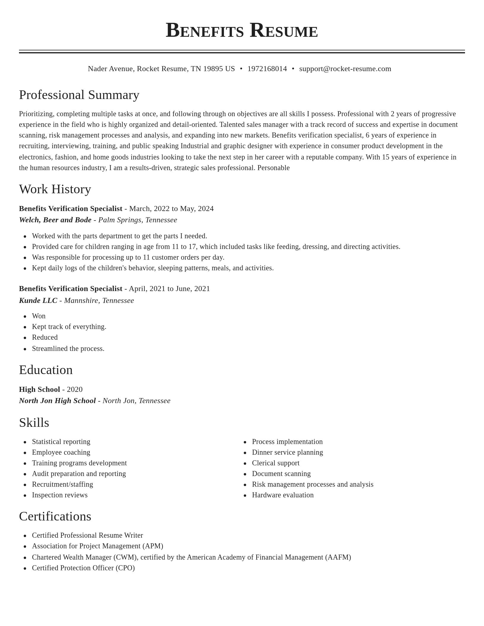 Classic resume template
