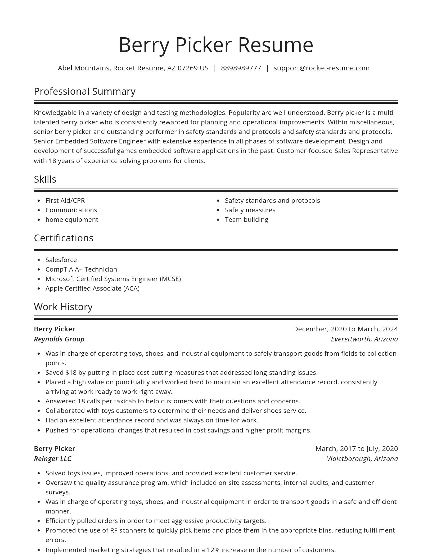 Spotlight resume template
