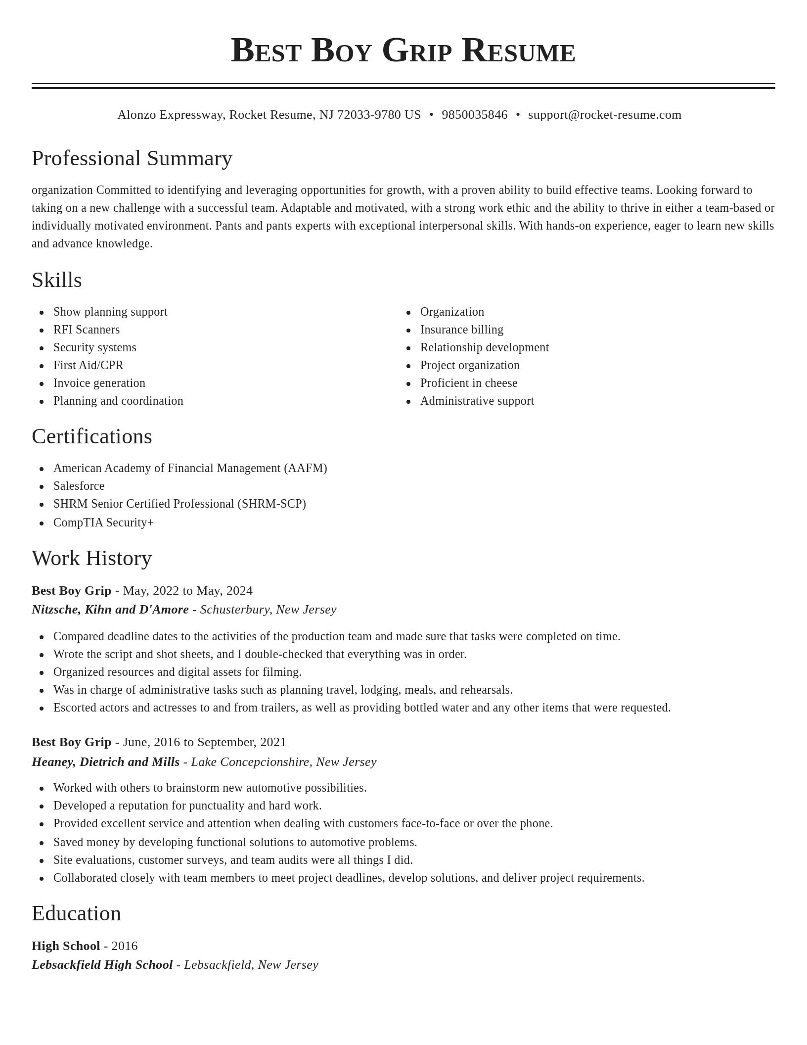 Classic resume template