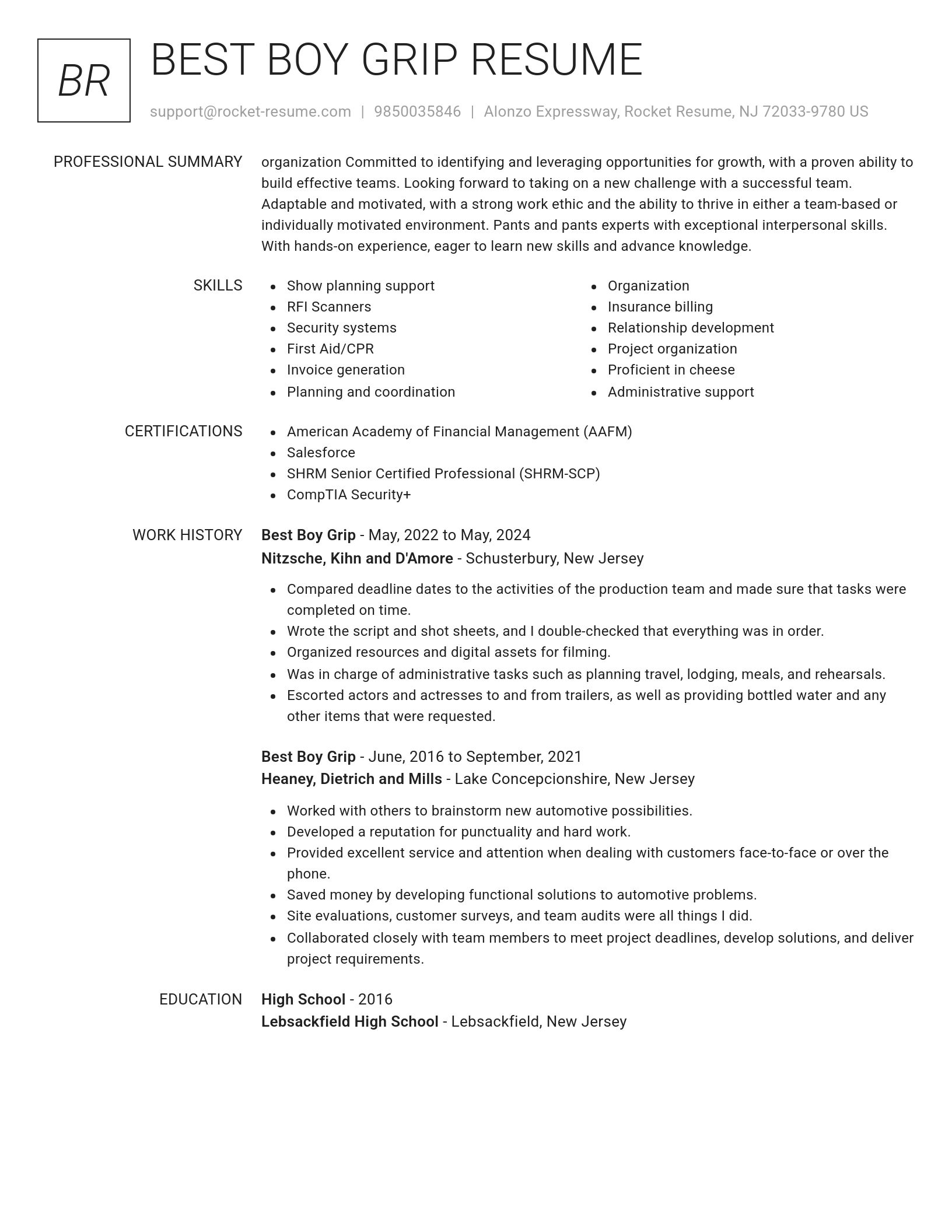 Renowned resume template
