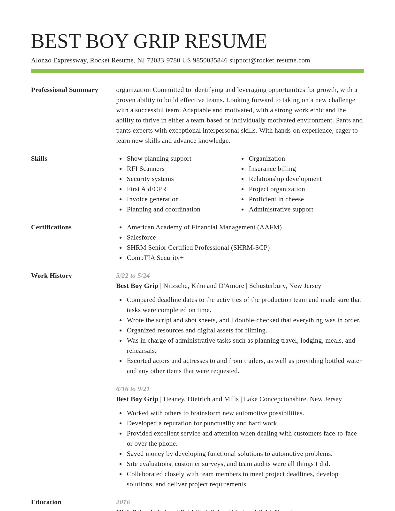 Smart resume template