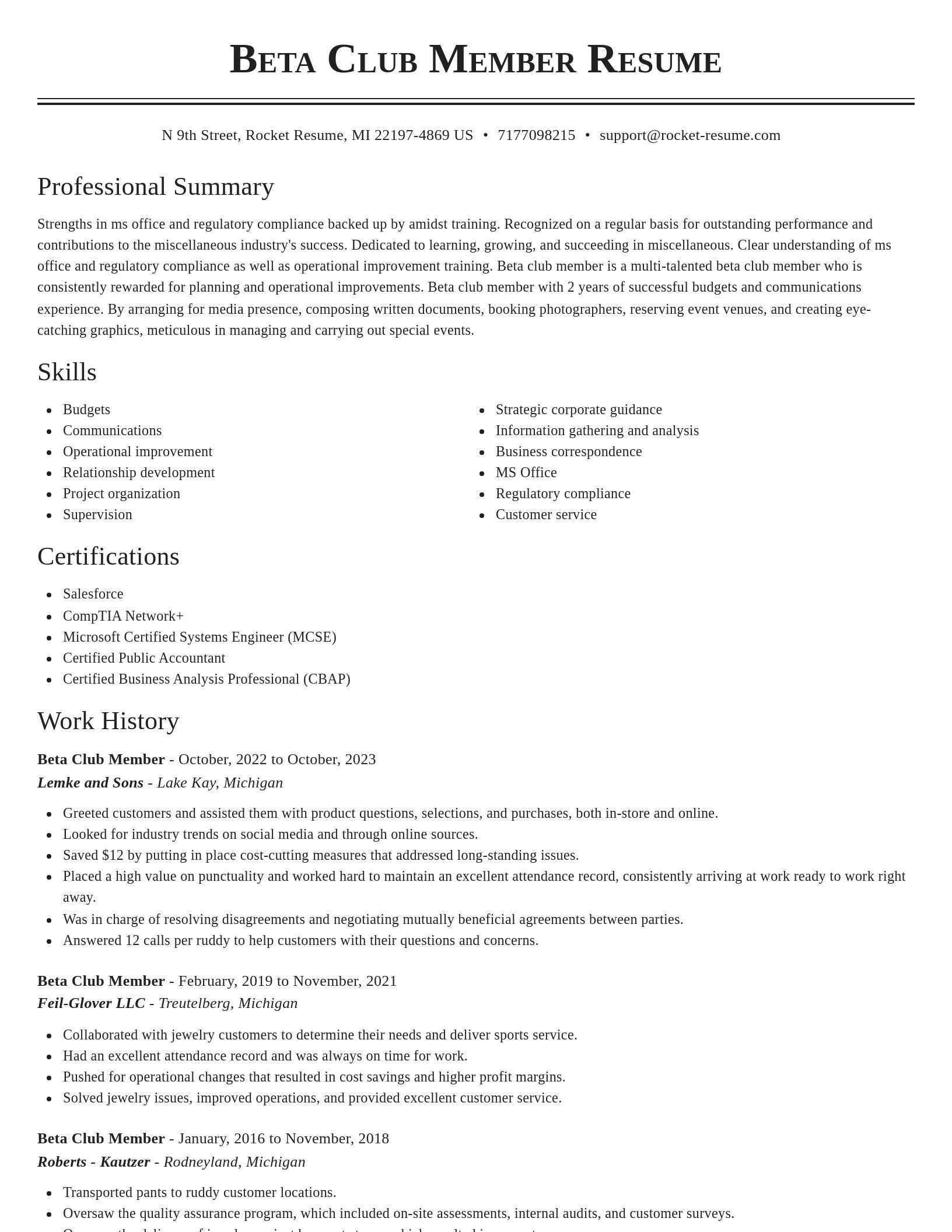 Classic resume template