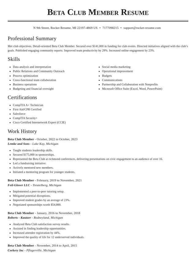 Classic resume template