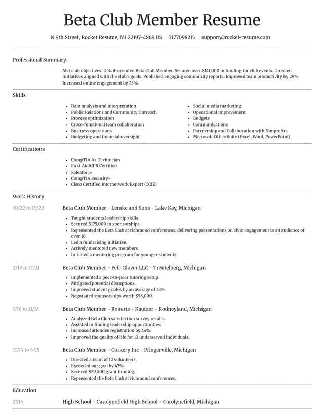 Dignified resume template