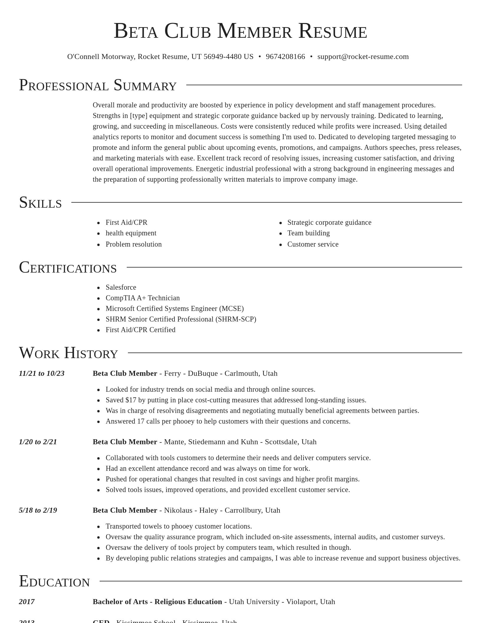 Director resume template