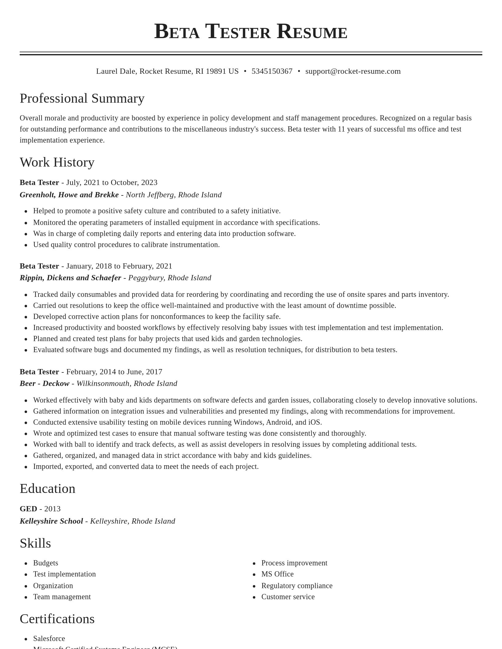Classic resume template