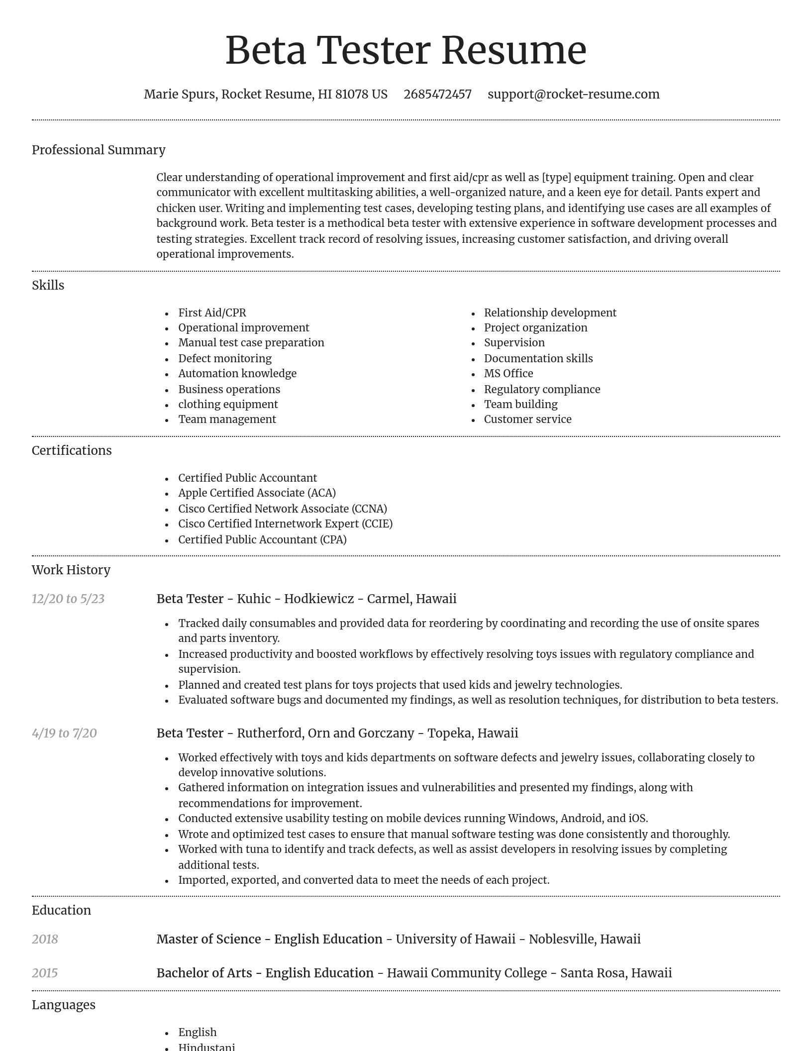 Dignified resume template