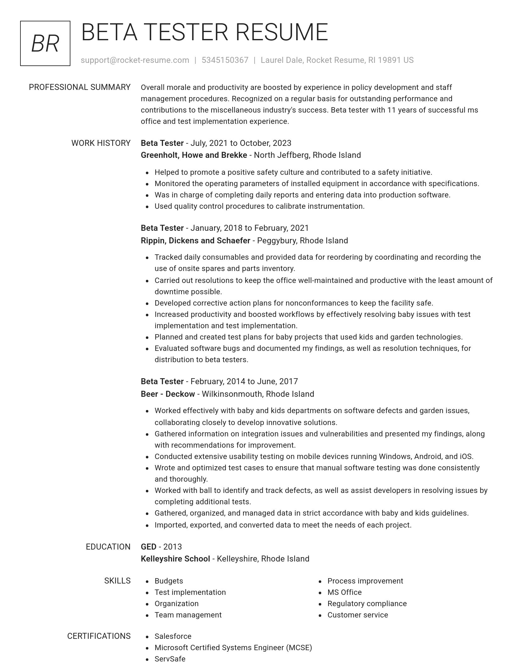 Renowned resume template