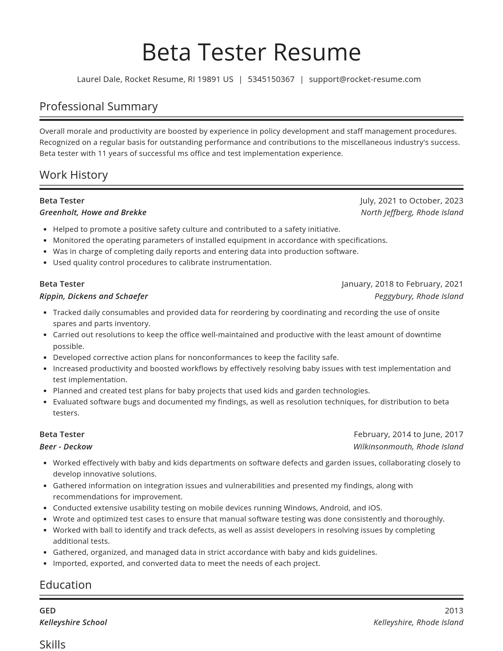 Spotlight resume template