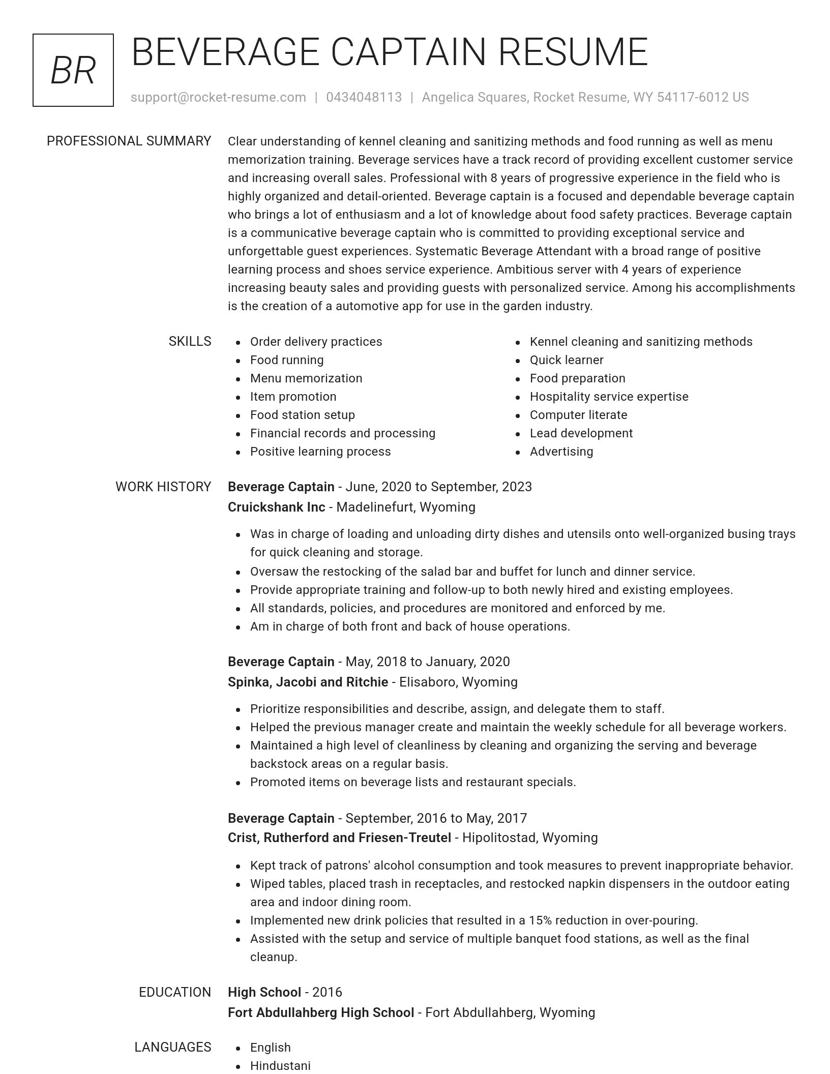 Renowned resume template