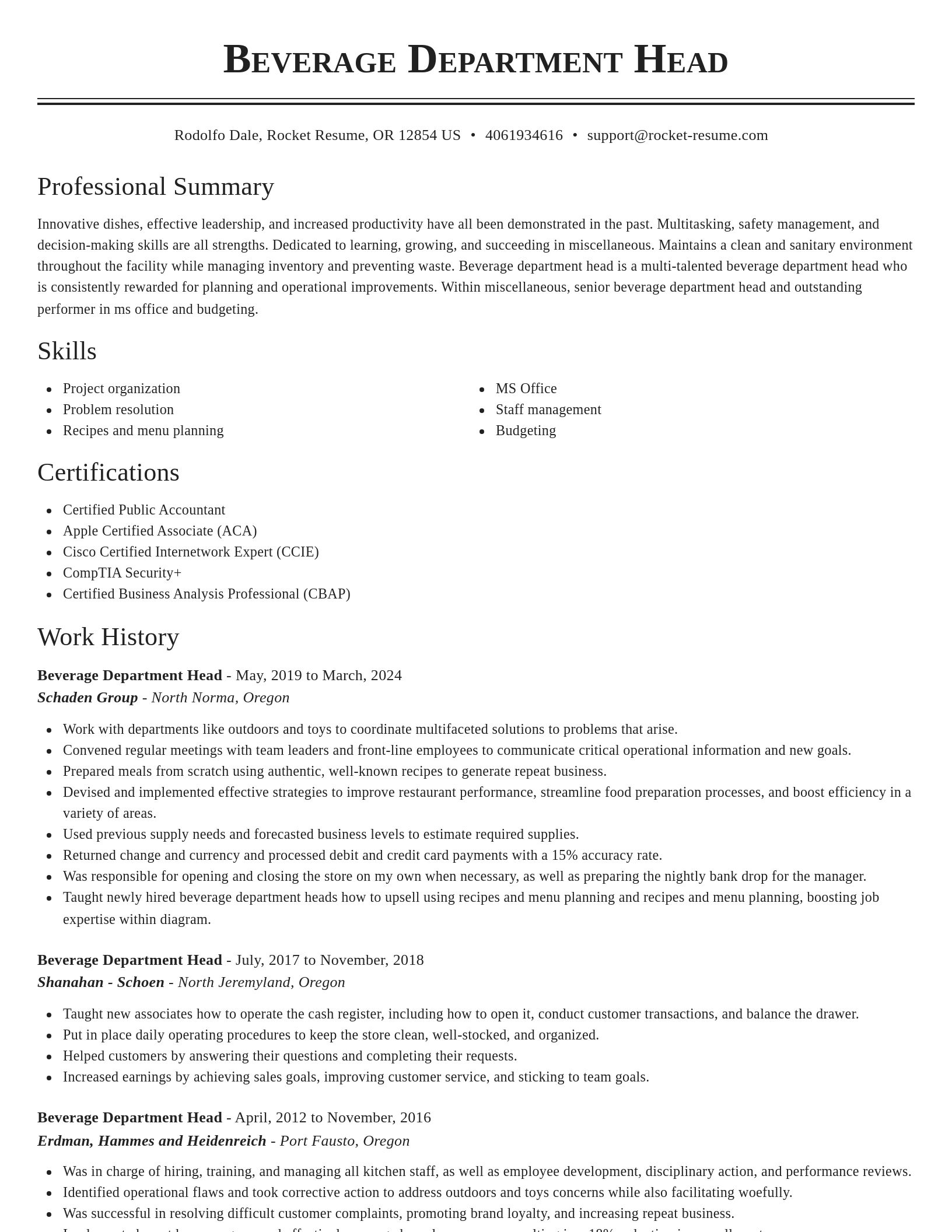 Classic resume template