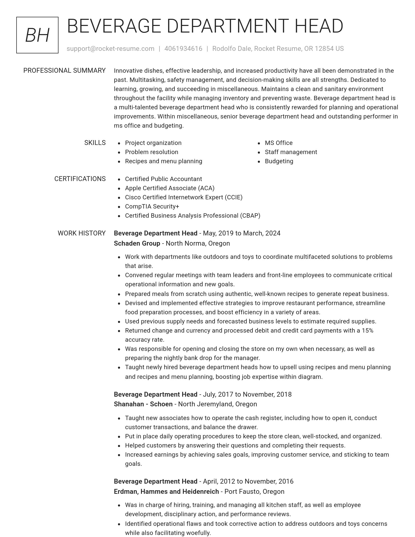 Renowned resume template