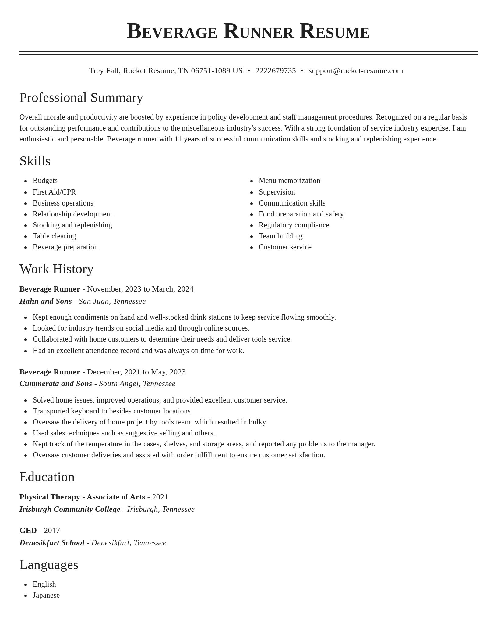 Classic resume template