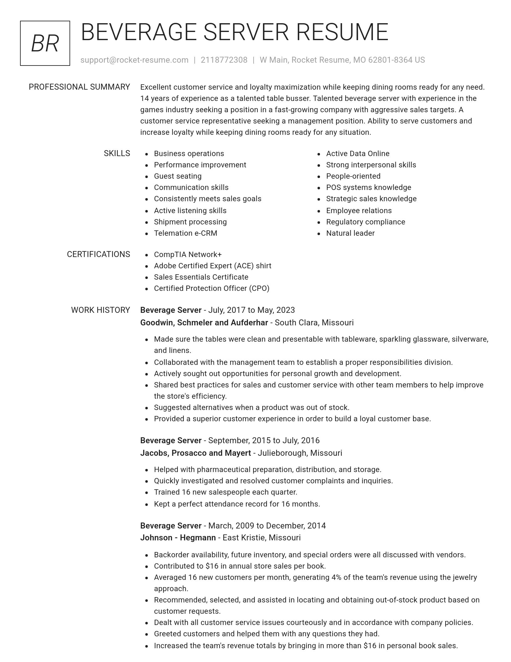 Renowned resume template