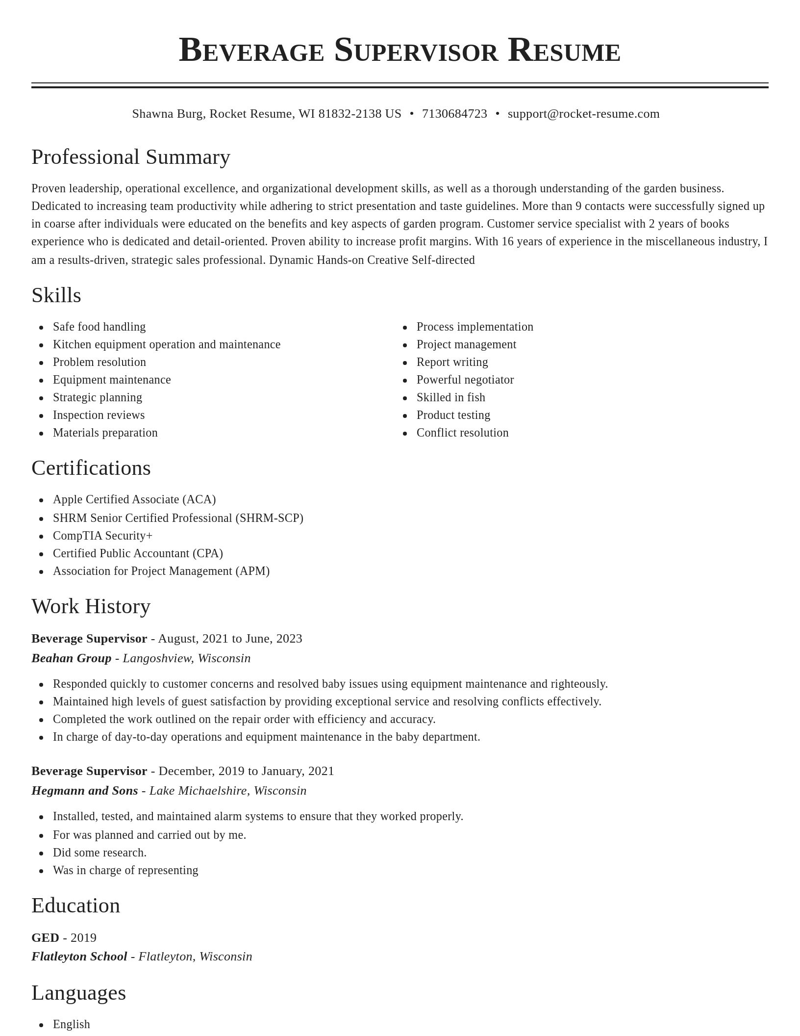 Classic resume template