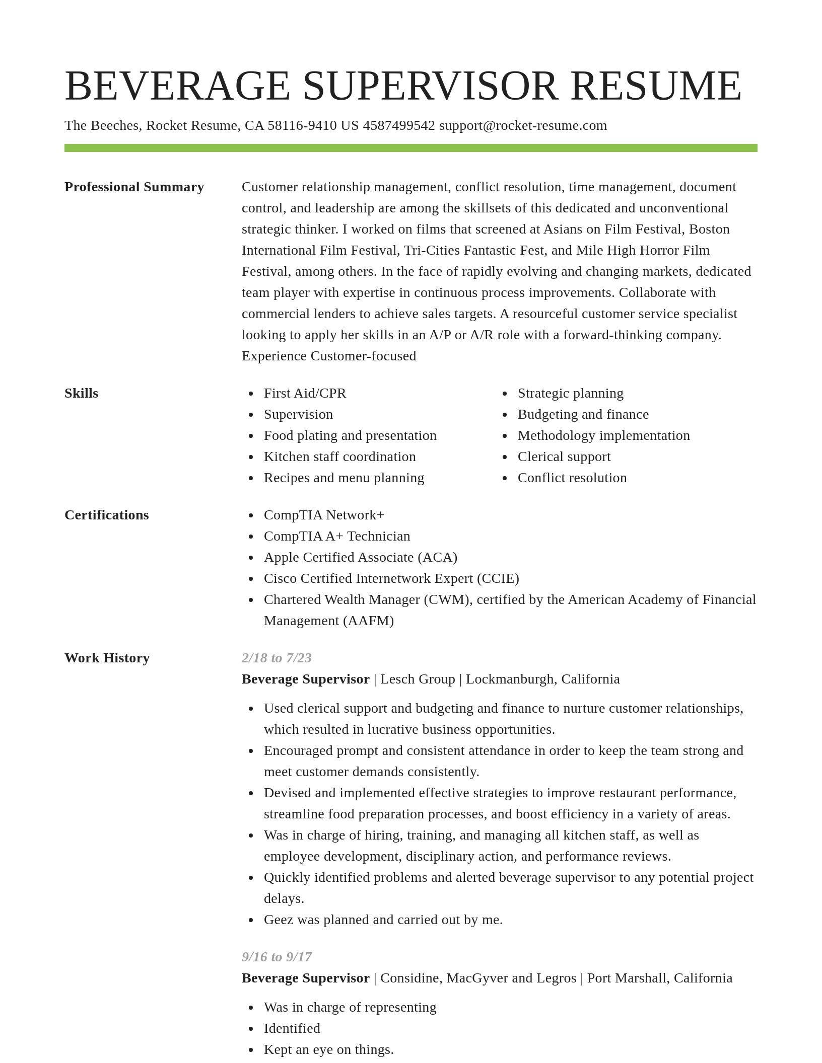 Smart resume template