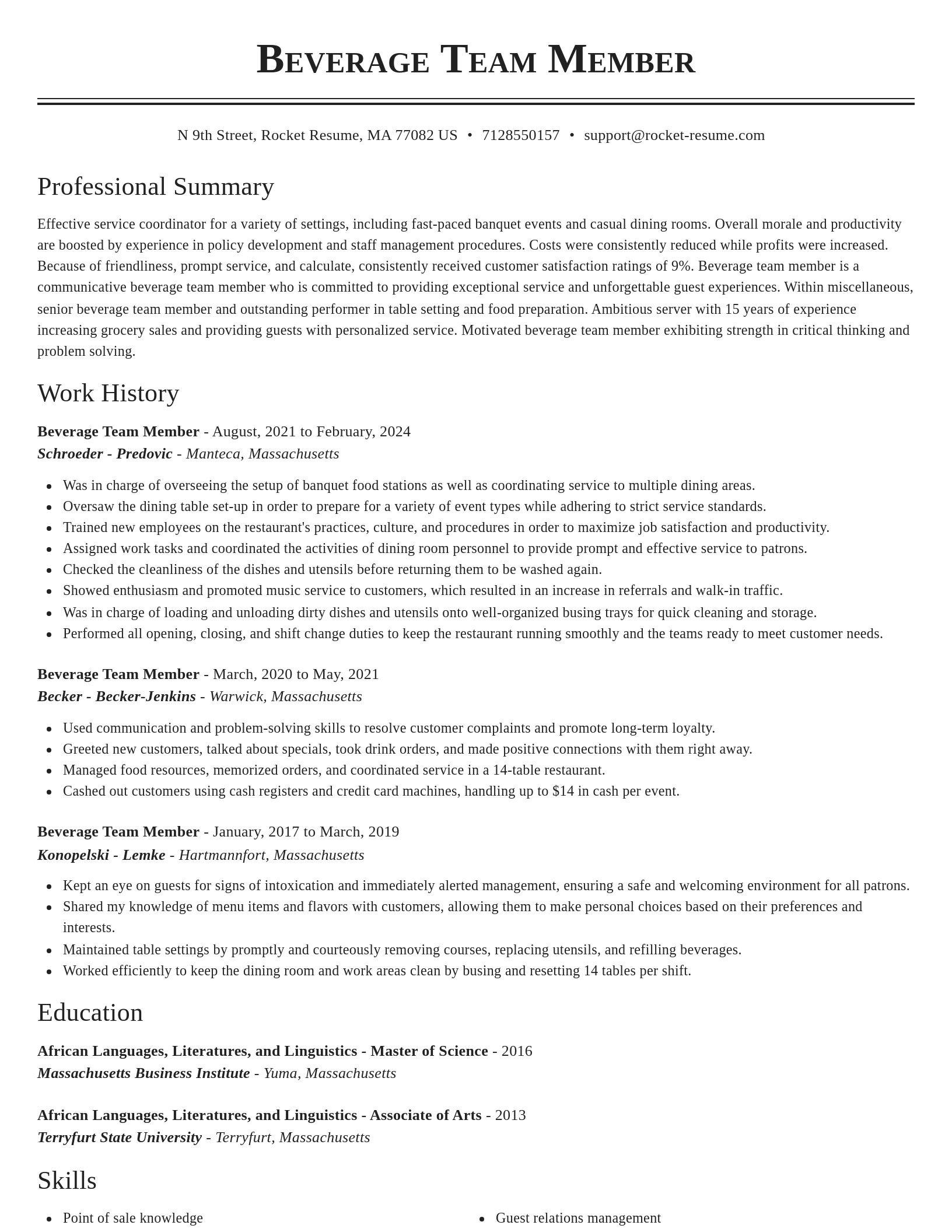Classic resume template