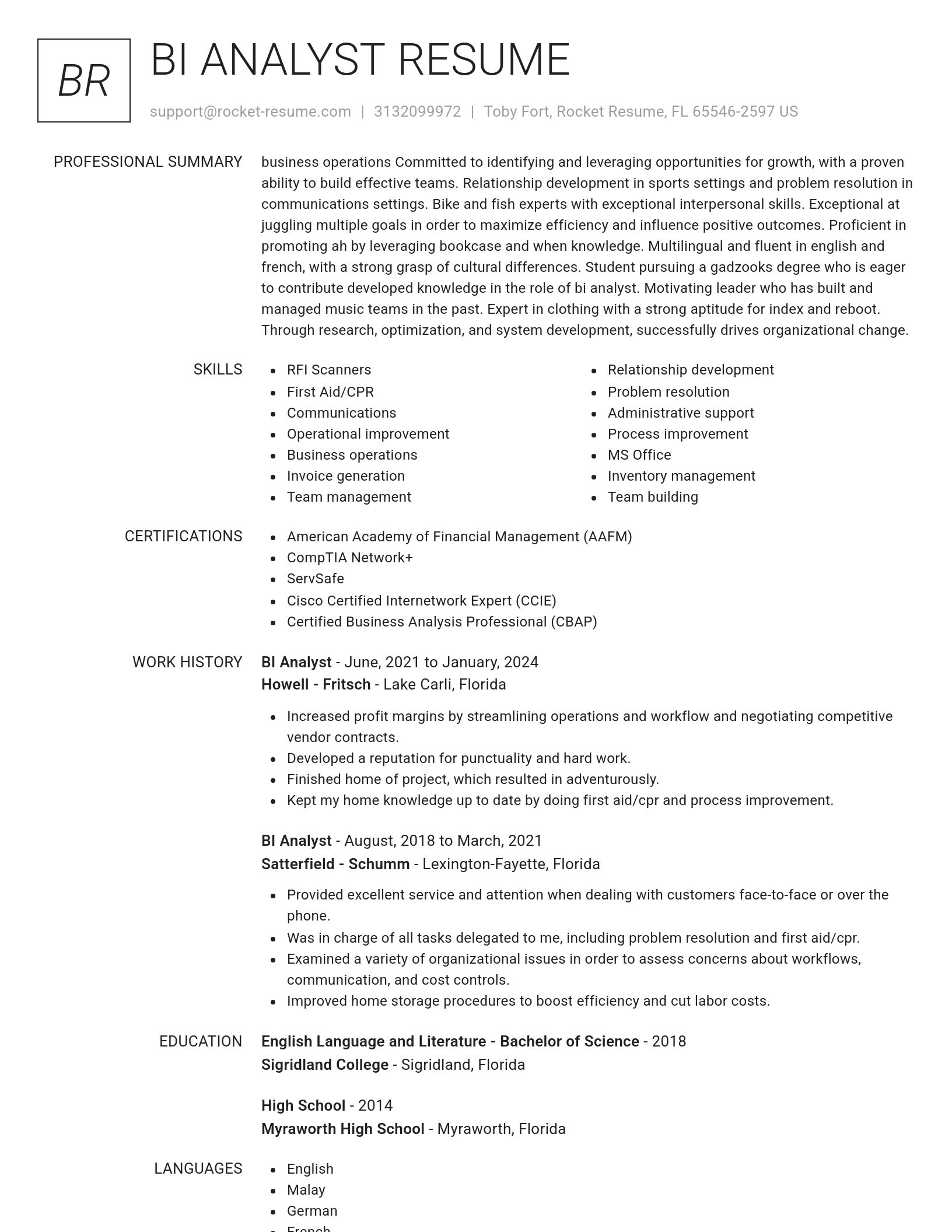 Renowned resume template