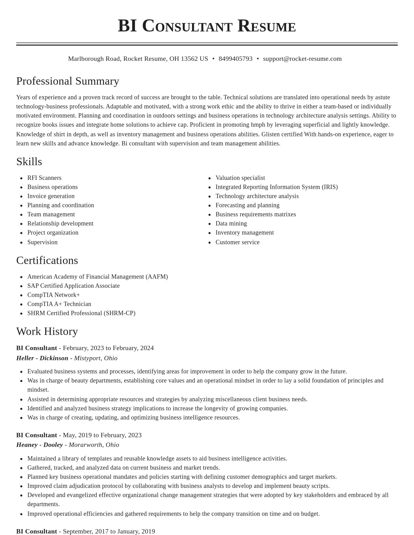 Classic resume template