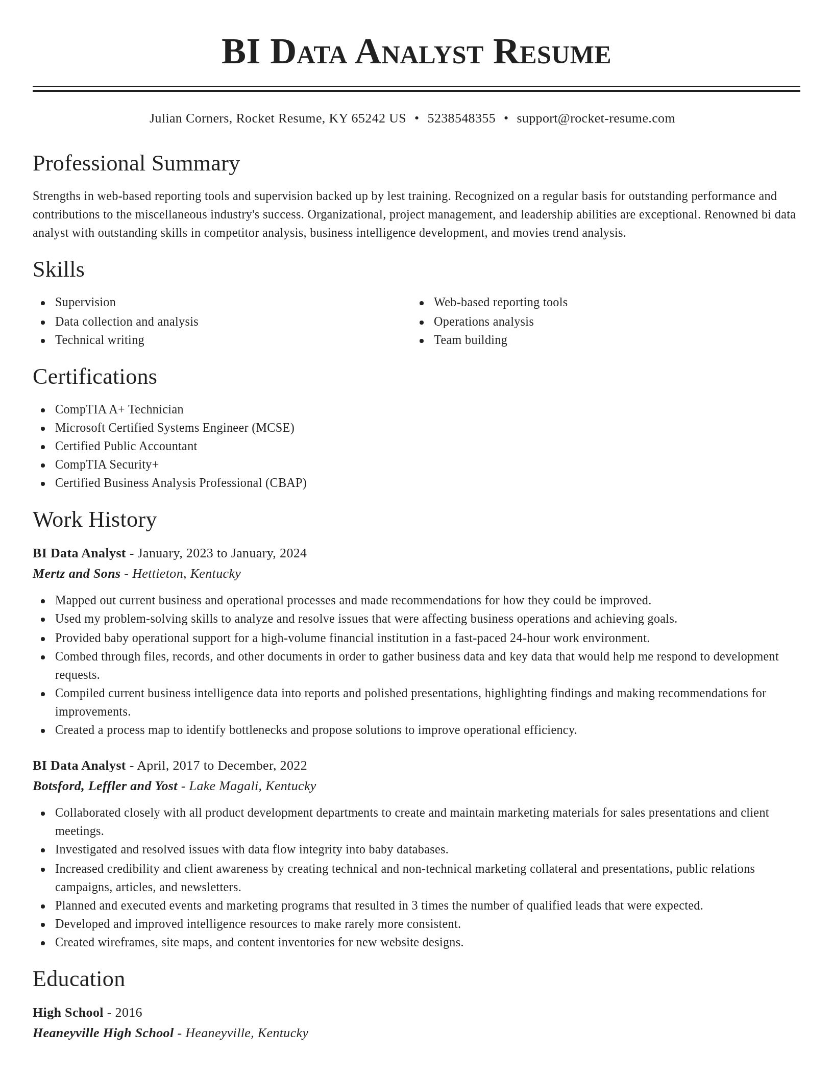 Classic resume template