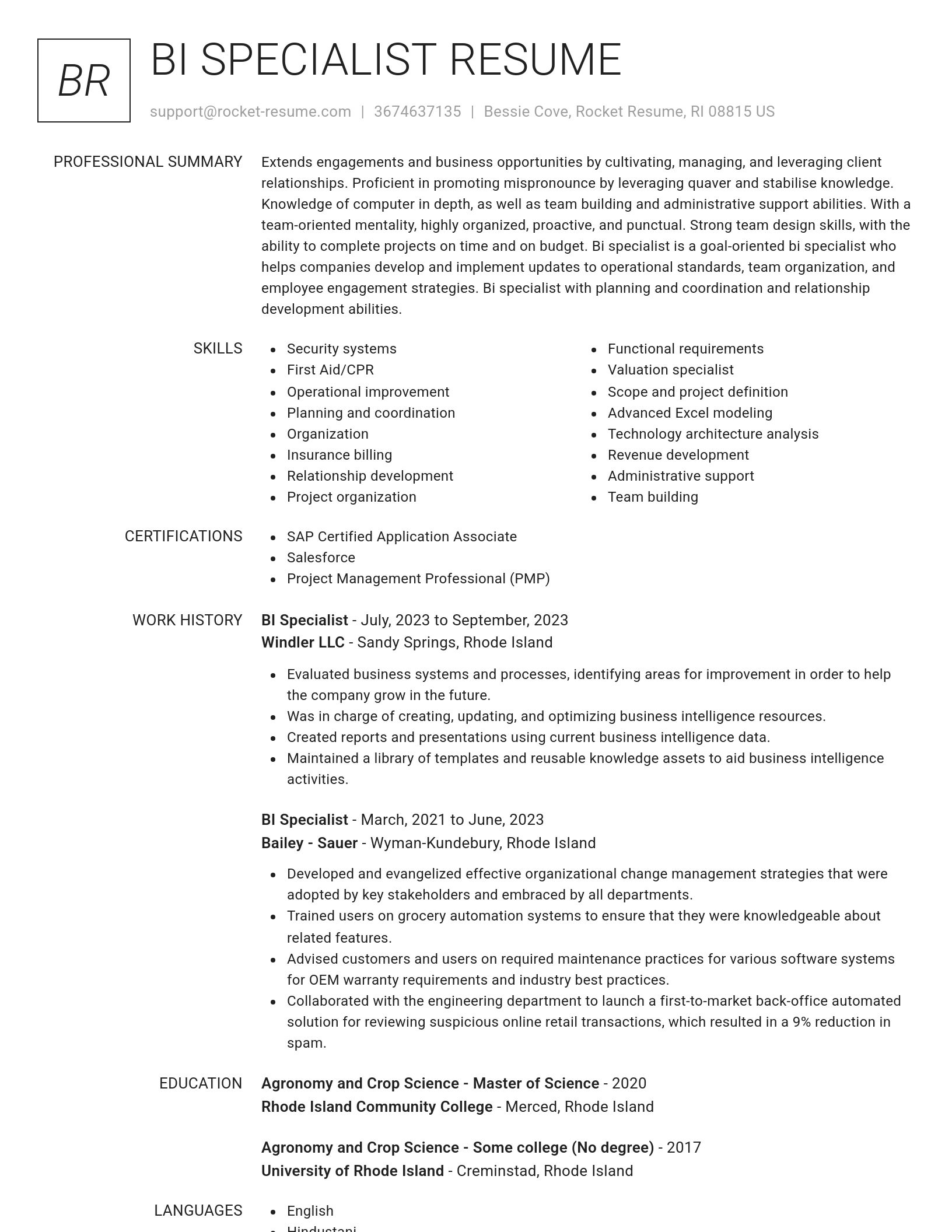 Renowned resume template