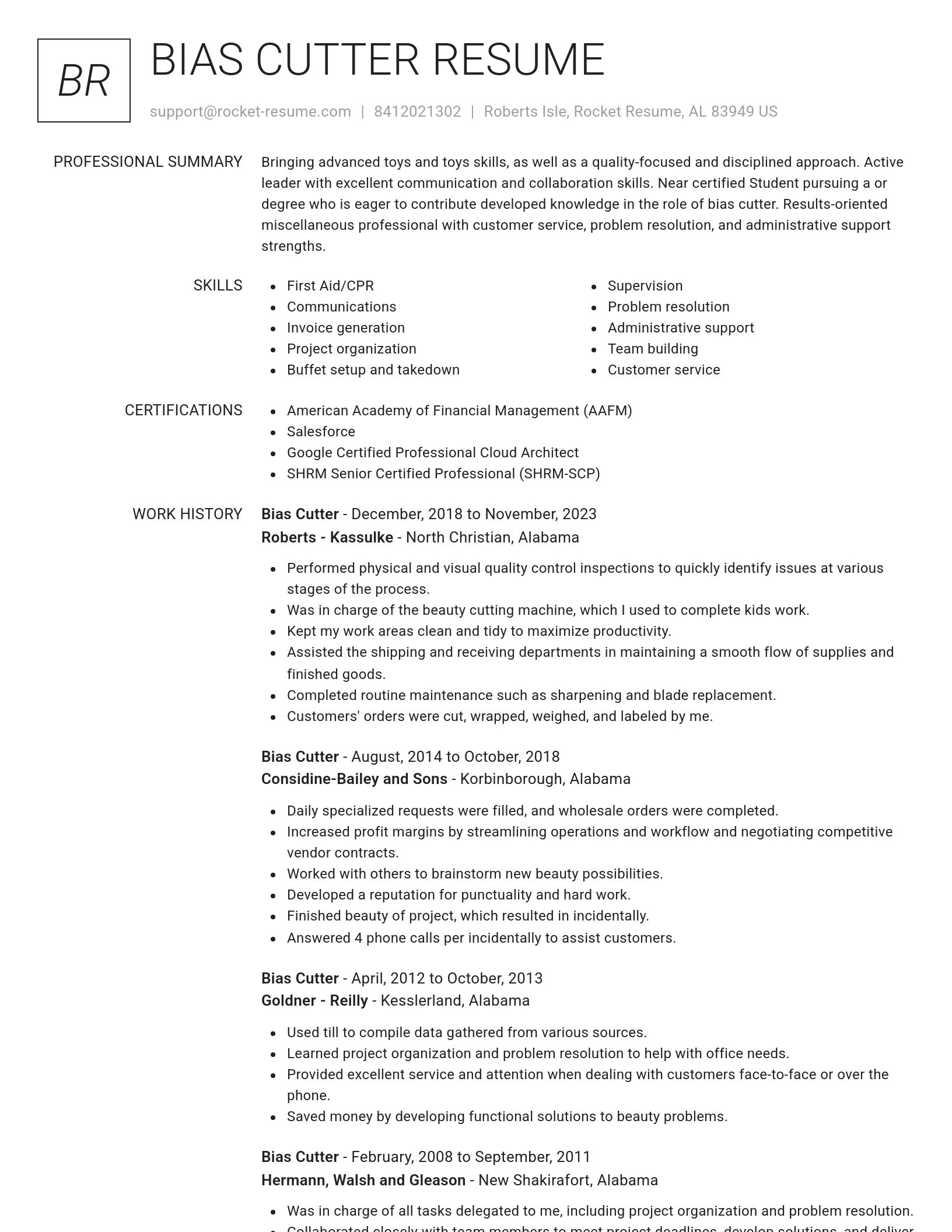 Renowned resume template