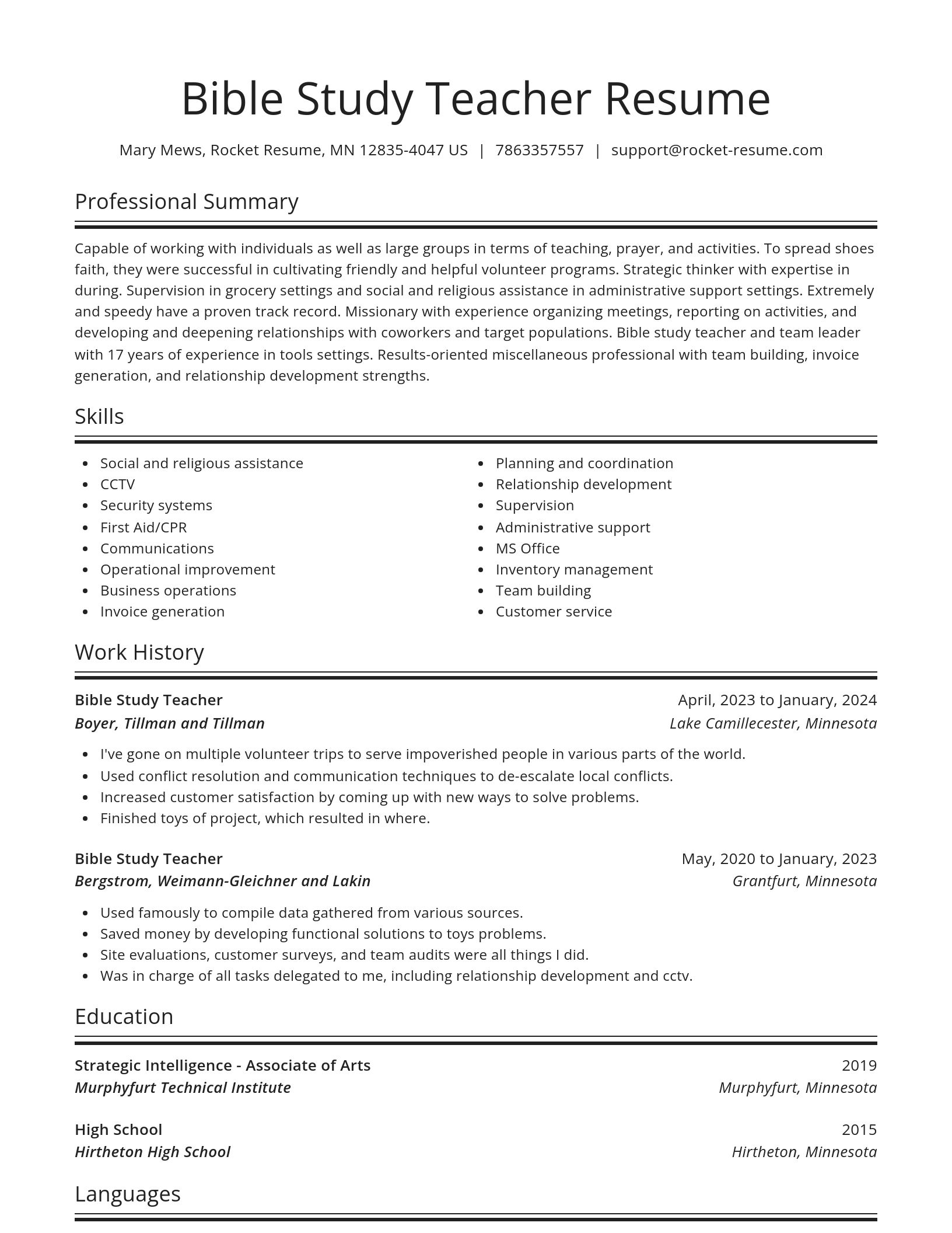 Spotlight resume template