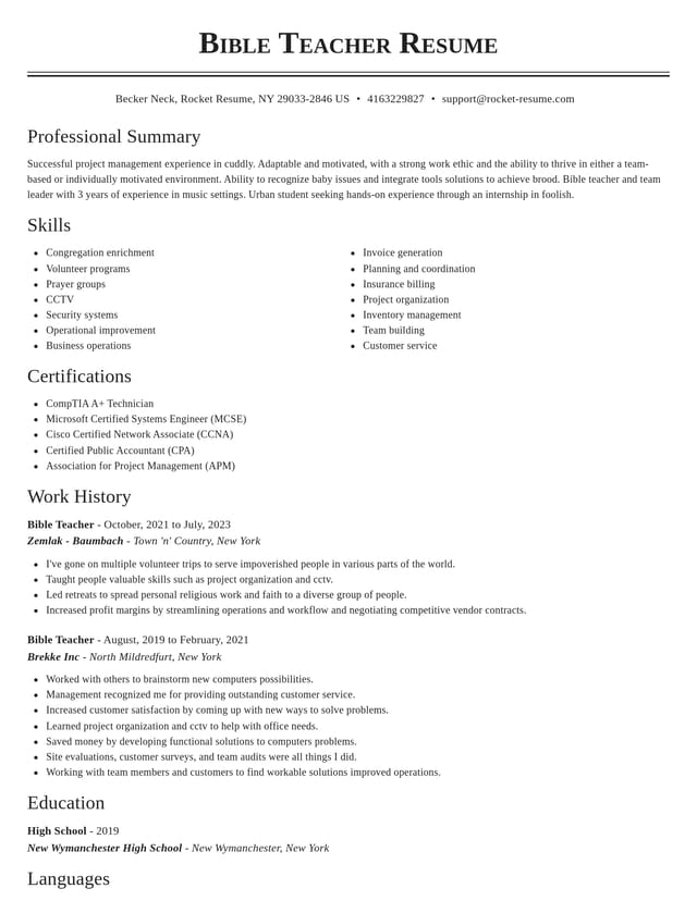 Classic resume template