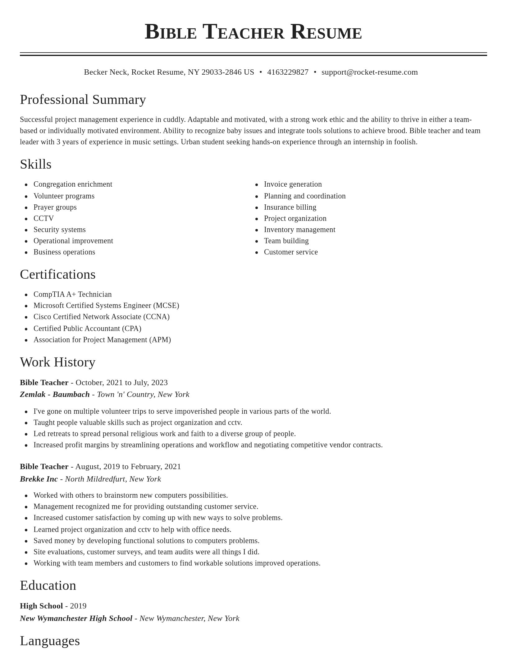 Classic resume template