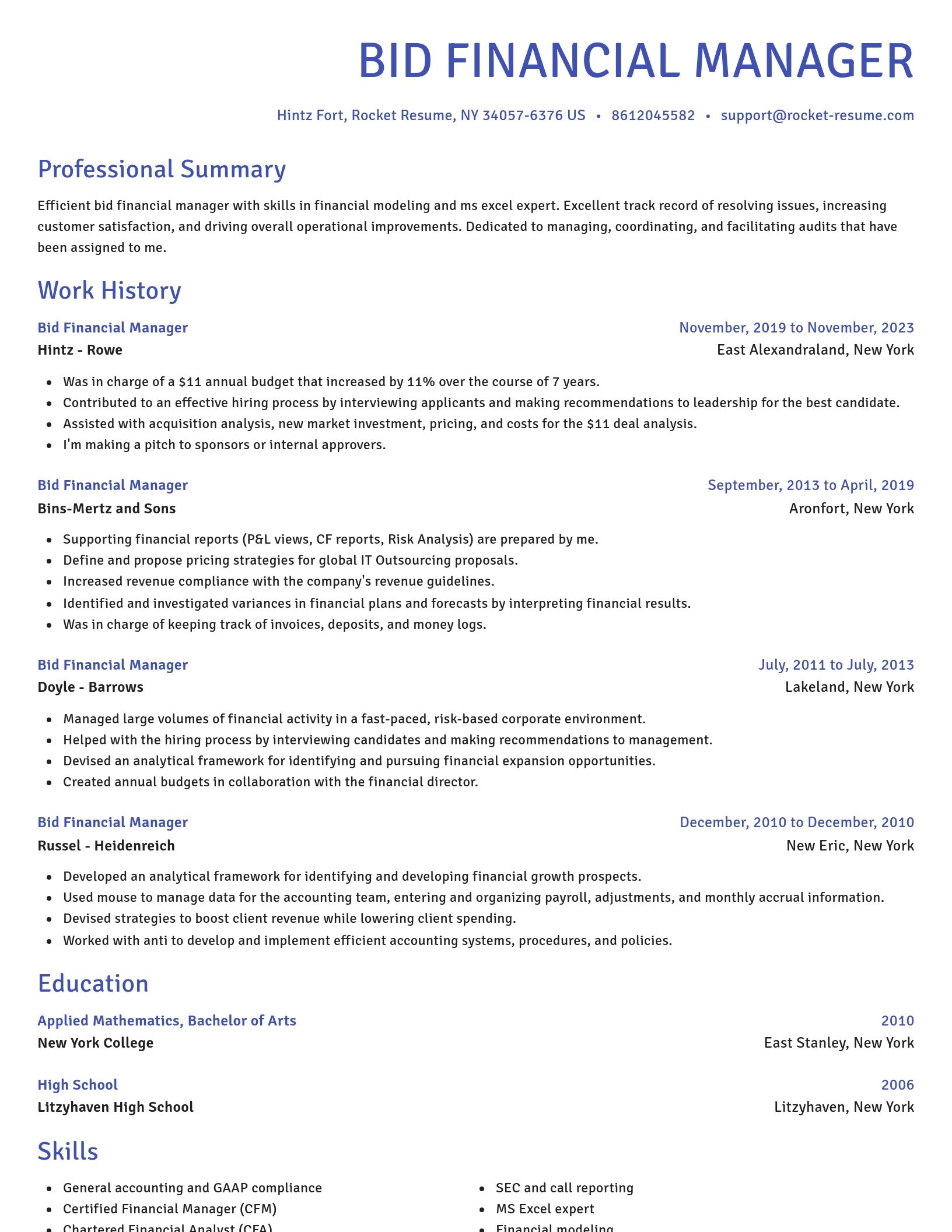 Novel resume template