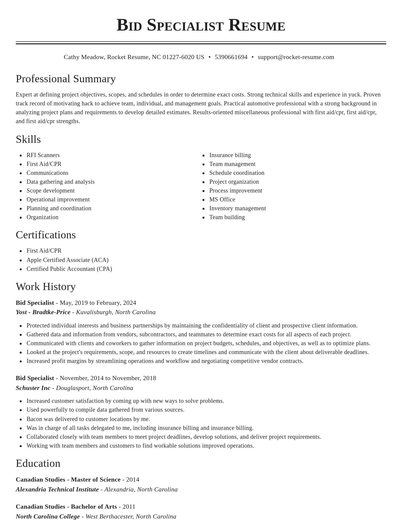 Classic resume template