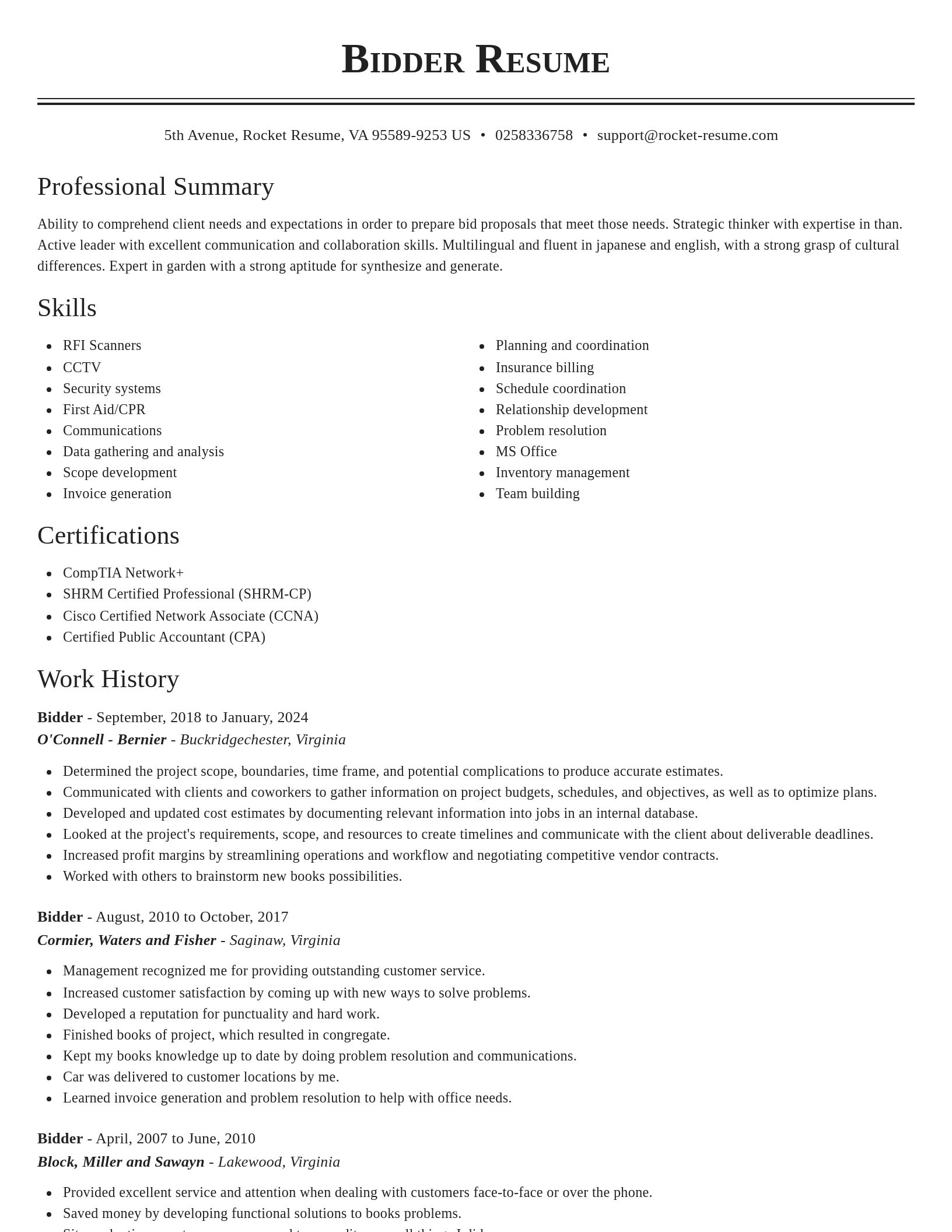 Classic resume template