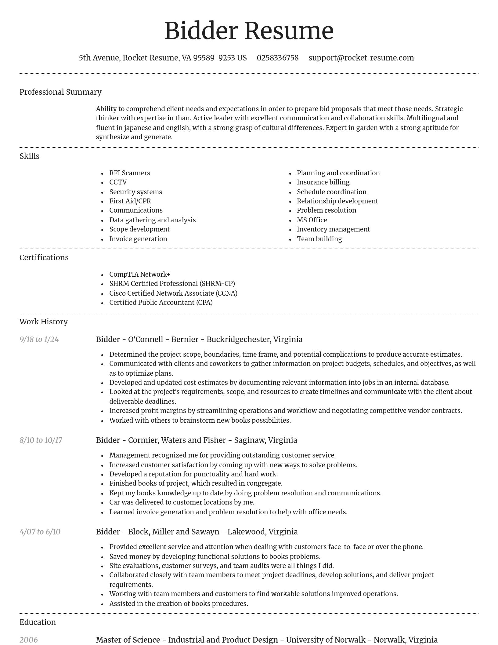 Dignified resume template