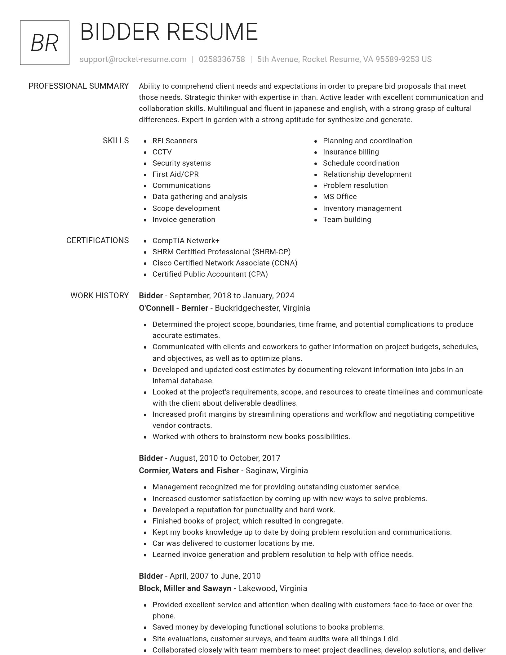 Renowned resume template